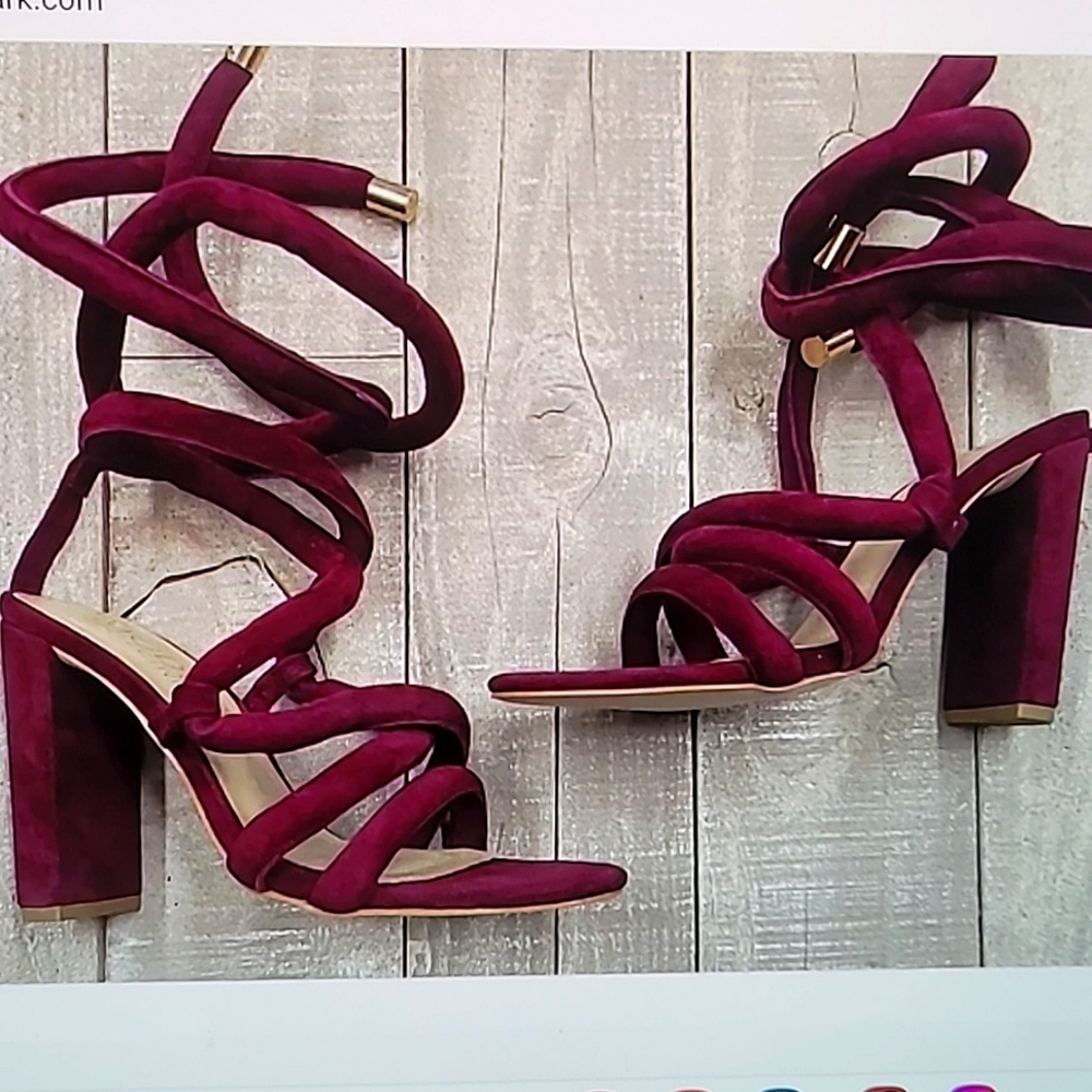 👡👡THE MODE COLLECTIVE DAKOTA SANDAL STRAPPY LACE UP HEELS  BORDEAUX  SZ  10
